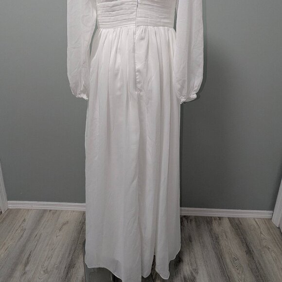NWOT Women Chiffon White V-Neck White Wedding/ Bridesmaid Dress - Picture 6 of 6